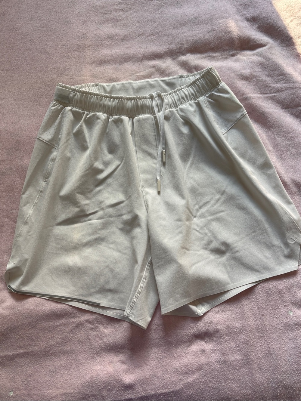 White Lululemon Surge Lined Drawstring Shorts 6”